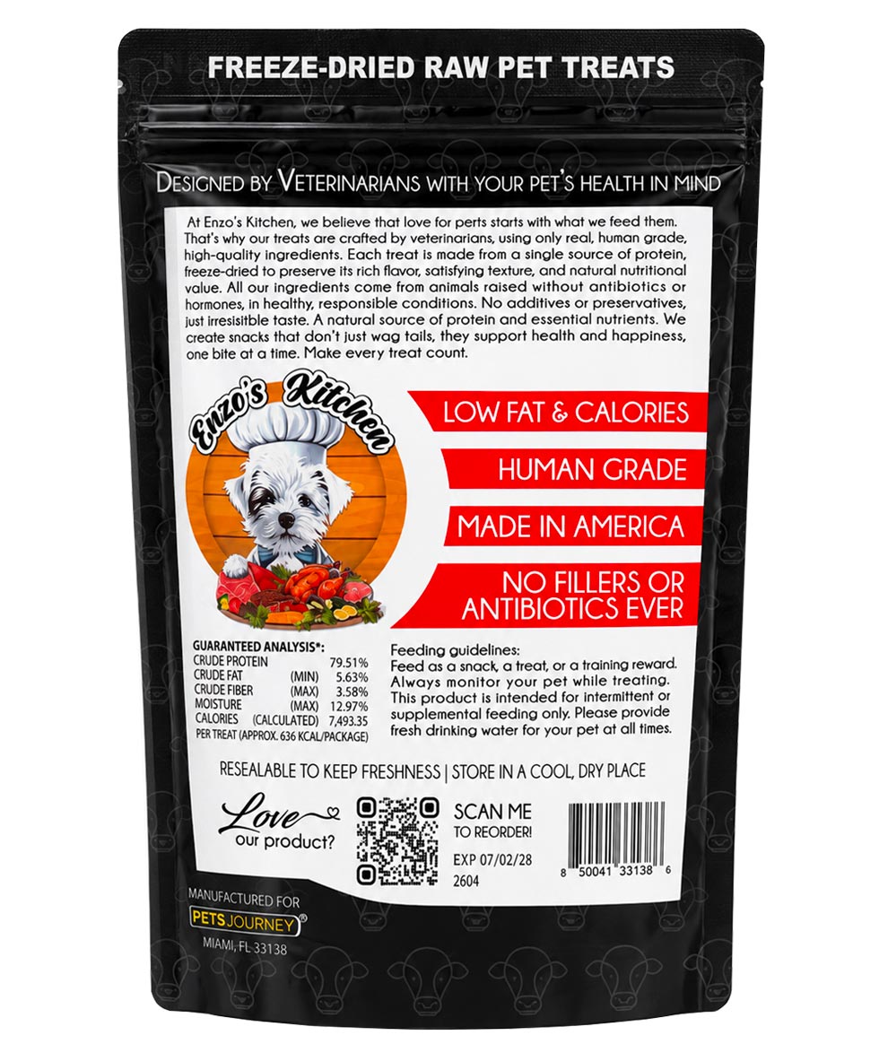 Enzo's Kitchen Freeze Dried Beef Hearts for Dogs and Cats