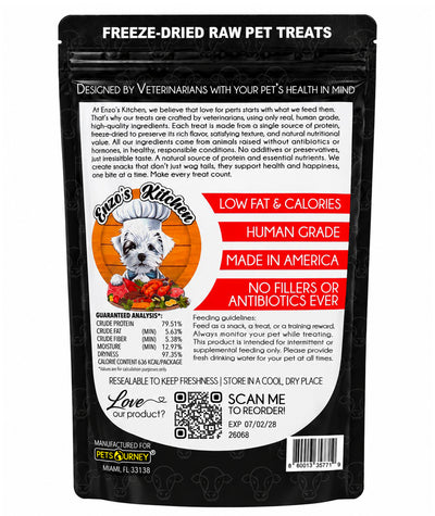 Enzo's Kitchen Freeze Dried Beef Hearts for Dogs and Cats