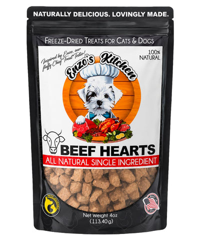 Enzo's Kitchen Freeze Dried Beef Hearts for Dogs and Cats