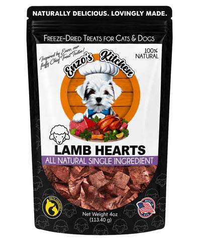 Enzo's Kitchen Freeze Dried Lamb Hearts for Dogs and Cats